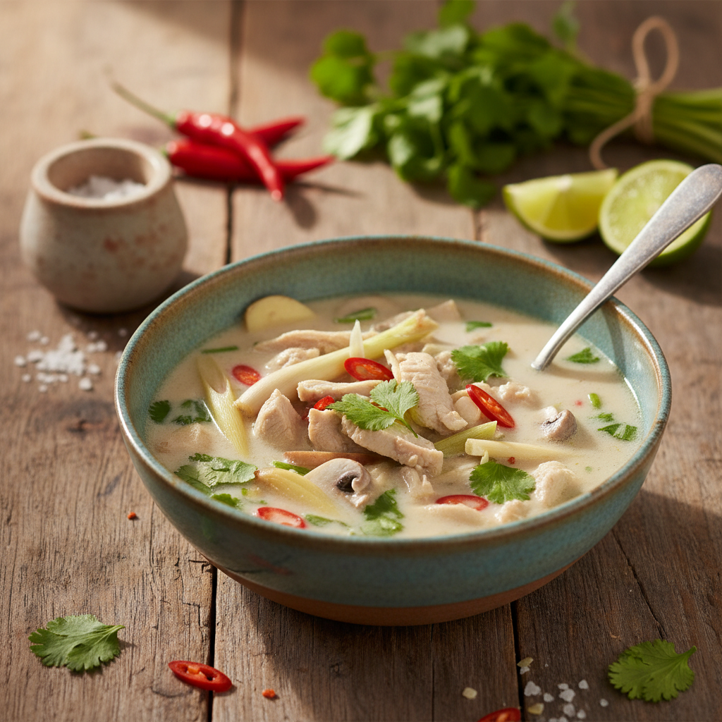 Autentne Tom Kha supp: lihtne retsept, mis viib keele alla